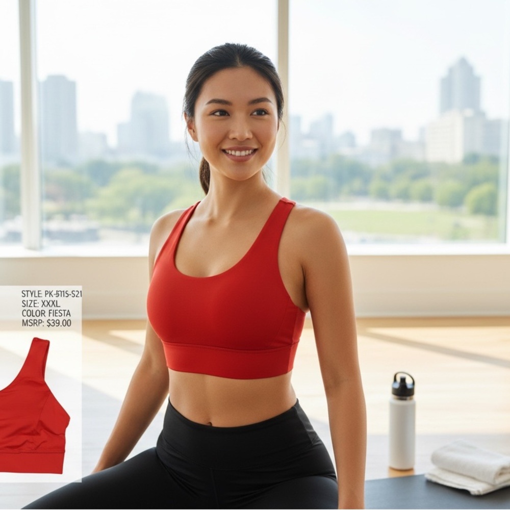 Psk collective Red Sports Bra 3xl new with the tags